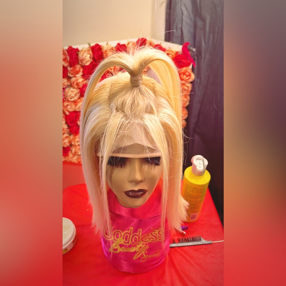 12” Blonde Bob Wig 4x4 transparent lace
